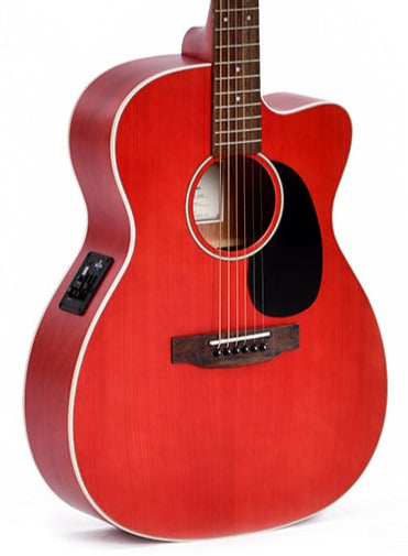 Ditson by Sigma 000C-10E TRD Acoustic Guitar - Translucent Dark Red
