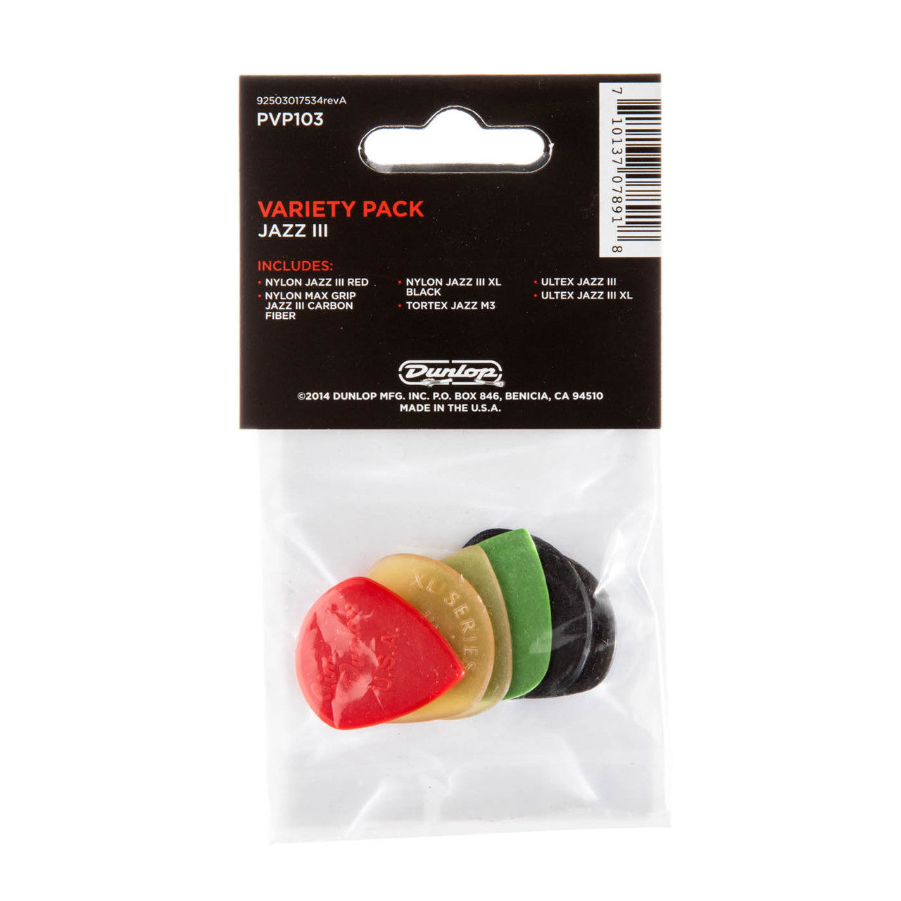 Dunlop Jazz III Variety Pick - 6 Pack