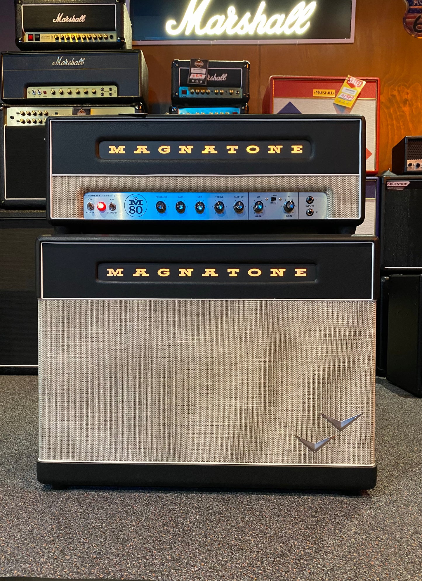 Magnatone Super Fifty-Nine M-80 Guitar Amplifier Head and Cabinet - Pre-Loved