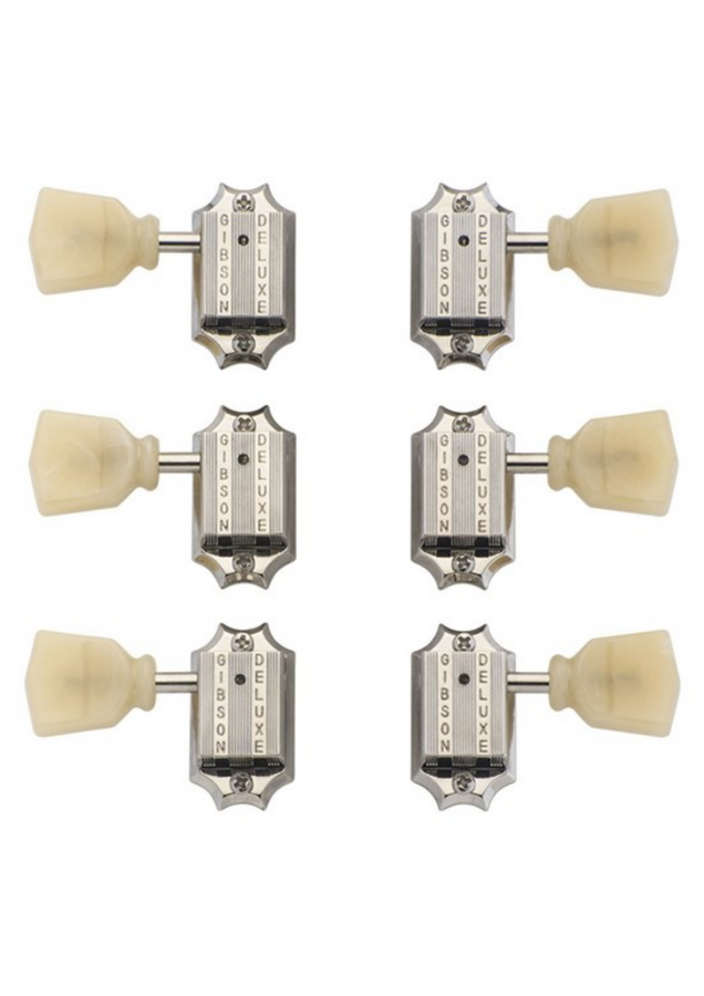 Gibson Deluxe Yellow Key Tuner Set - Nickel Finish
