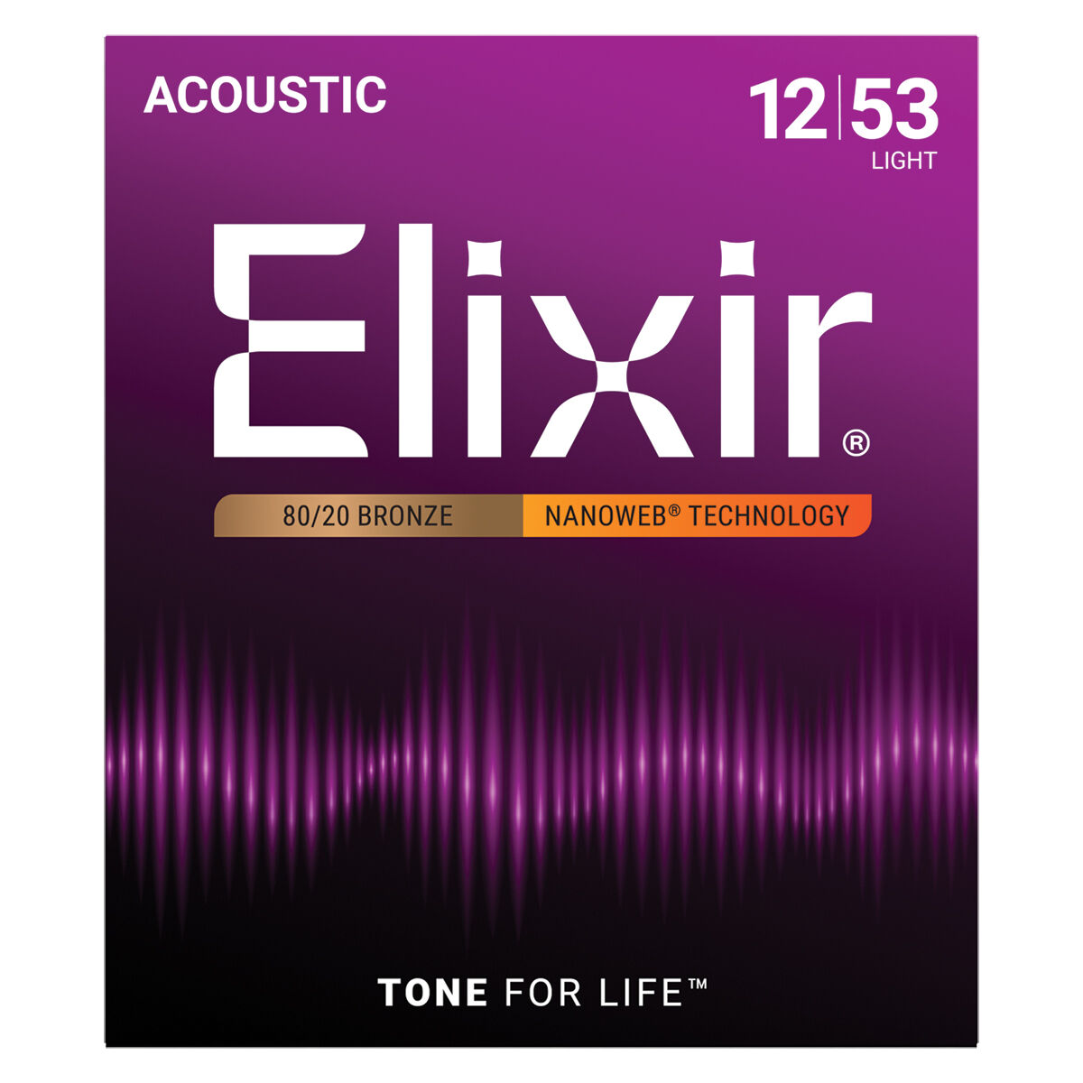Elixir Acoustic 80/20 Strings with Nanoweb Coating 12-53 Light
