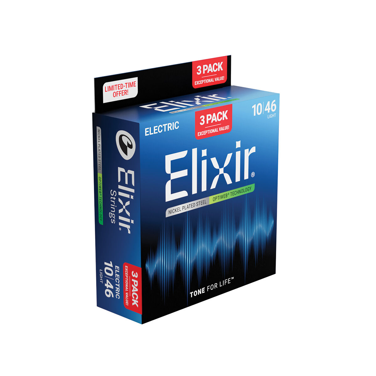 Elixir Electric Nickel Plated Steel Optiweb 10-46 Light -3 Pack