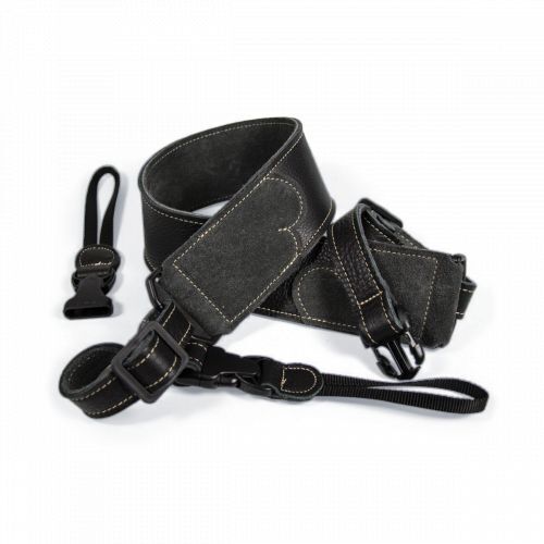 Franklin 2.5" Banjo Glove Leather Strap w/ Suede End Strap - Black