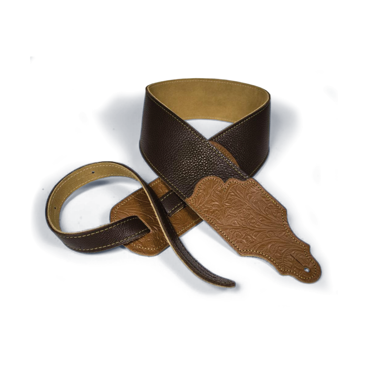 Franklin 3" Chocolate Glove Leather w/ Tooled Caramel Ends