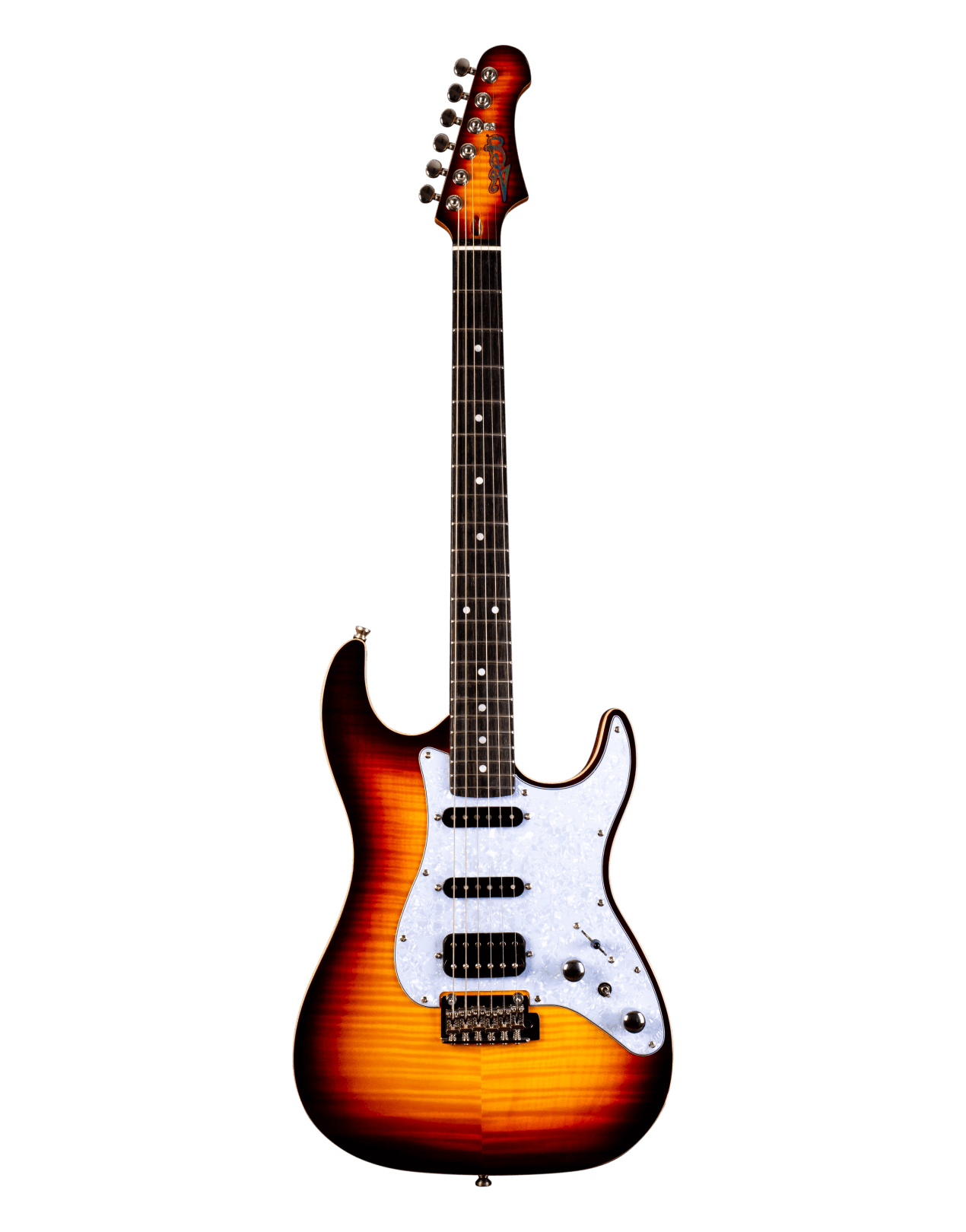 Jet JS-600 HSS Electric Mahogany with Flame Maple Body, Ebony Fretboard - Sunburst
