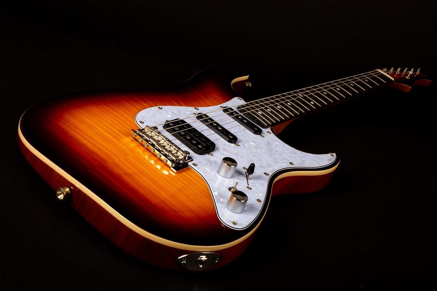 Jet JS-600 HSS Electric Mahogany with Flame Maple Body, Ebony Fretboard - Sunburst
