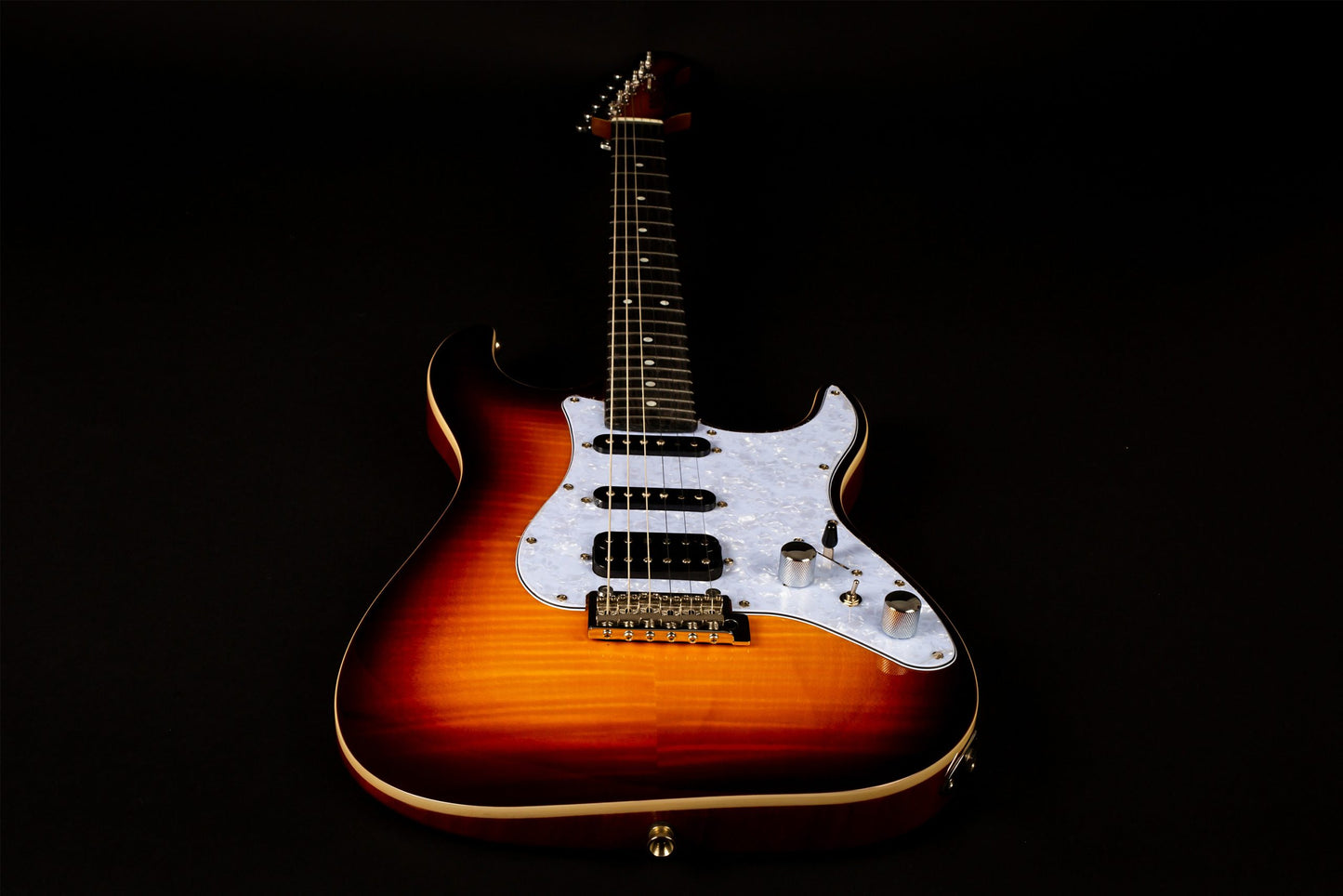 Jet JS-600 HSS Electric Mahogany with Flame Maple Body, Ebony Fretboard - Sunburst