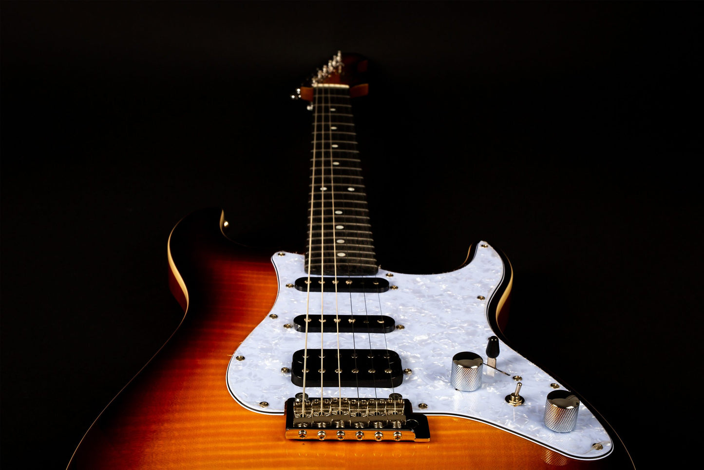 Jet JS-600 HSS Electric Mahogany with Flame Maple Body, Ebony Fretboard - Sunburst