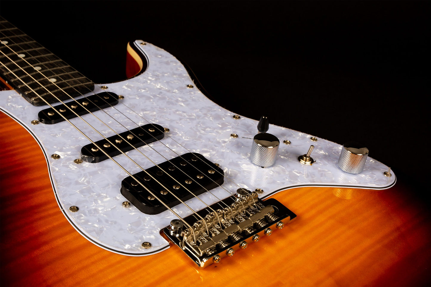 Jet JS-600 HSS Electric Mahogany with Flame Maple Body, Ebony Fretboard - Sunburst