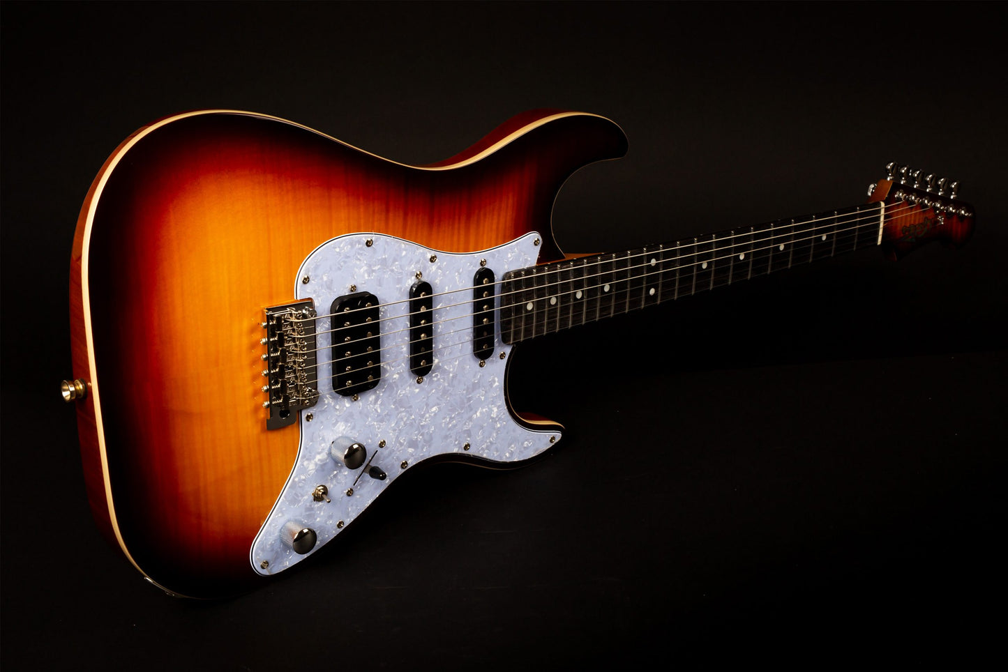Jet JS-600 HSS Electric Mahogany with Flame Maple Body, Ebony Fretboard - Sunburst