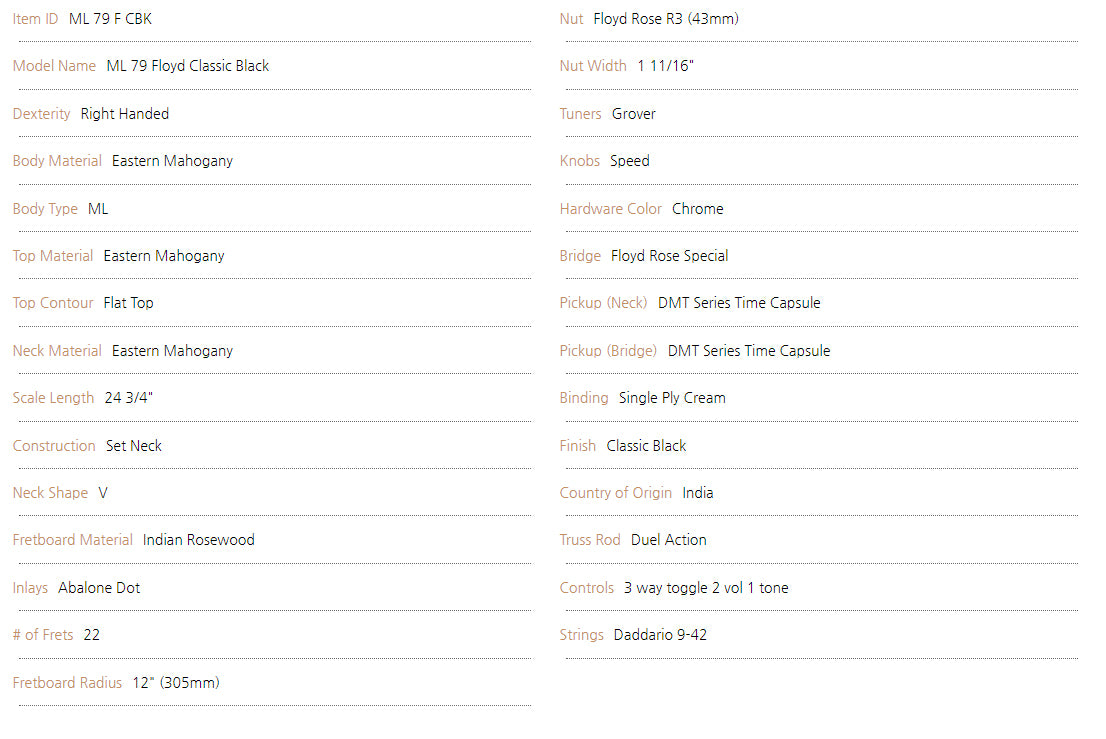 Dean ML 79 Floyd - Classic Black