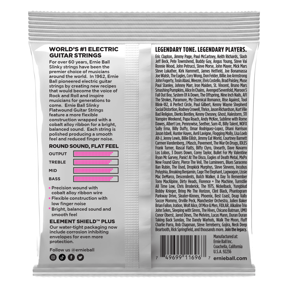 Ernie Ball Super Slinky Cobalt Flatwound Electric Guitar Strings - 9-42