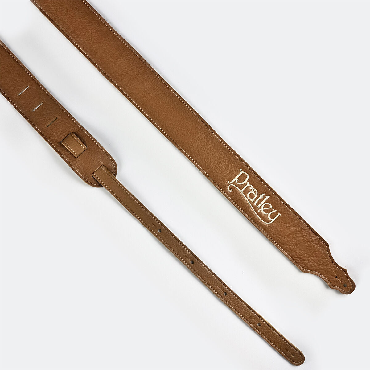 Pratley 2.5" Caramel Leather Strap with Suede Backing and Embroidered Logo