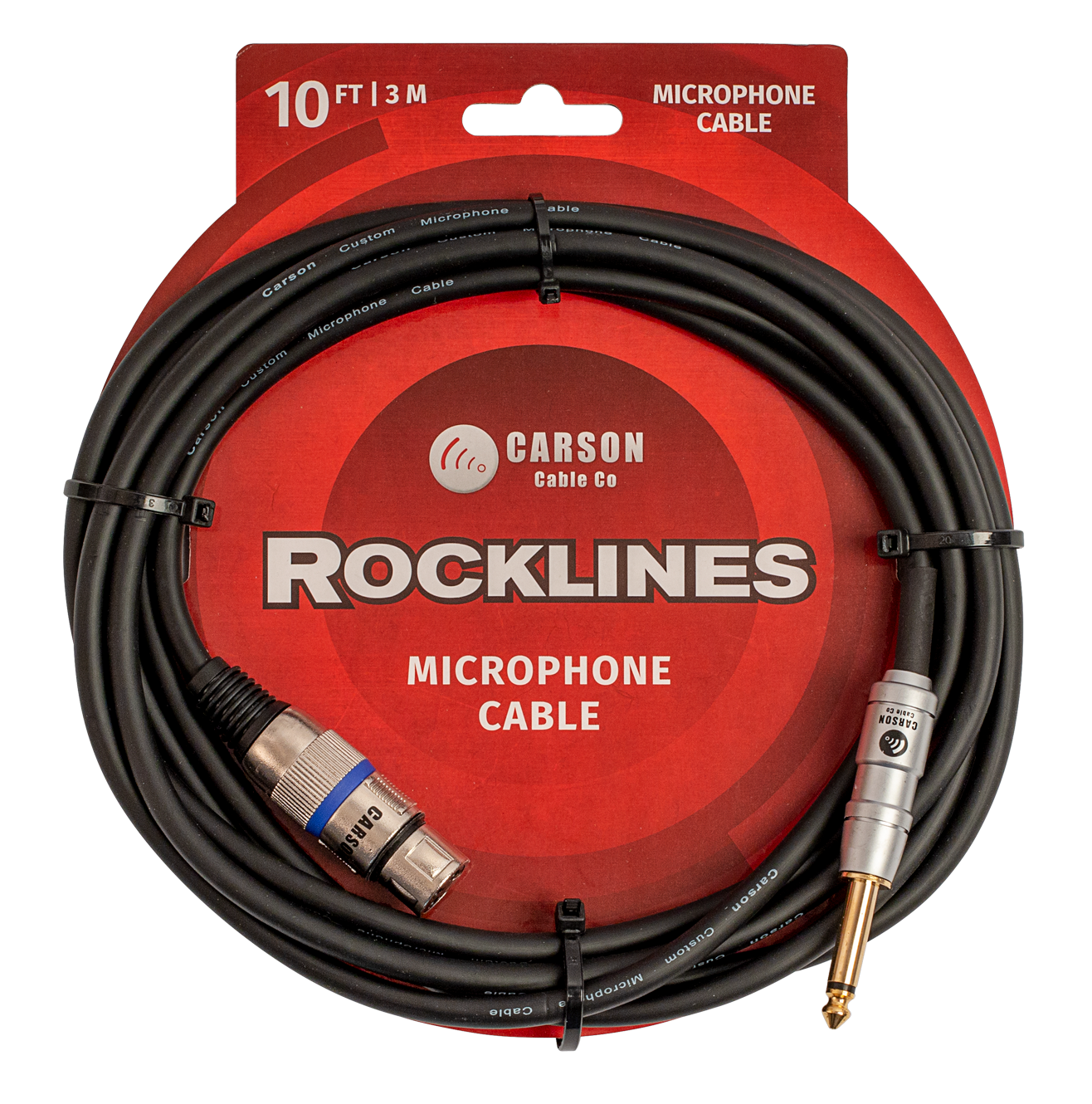 Carson Rockline 10ft Female XLR to Jack Microphone Cable