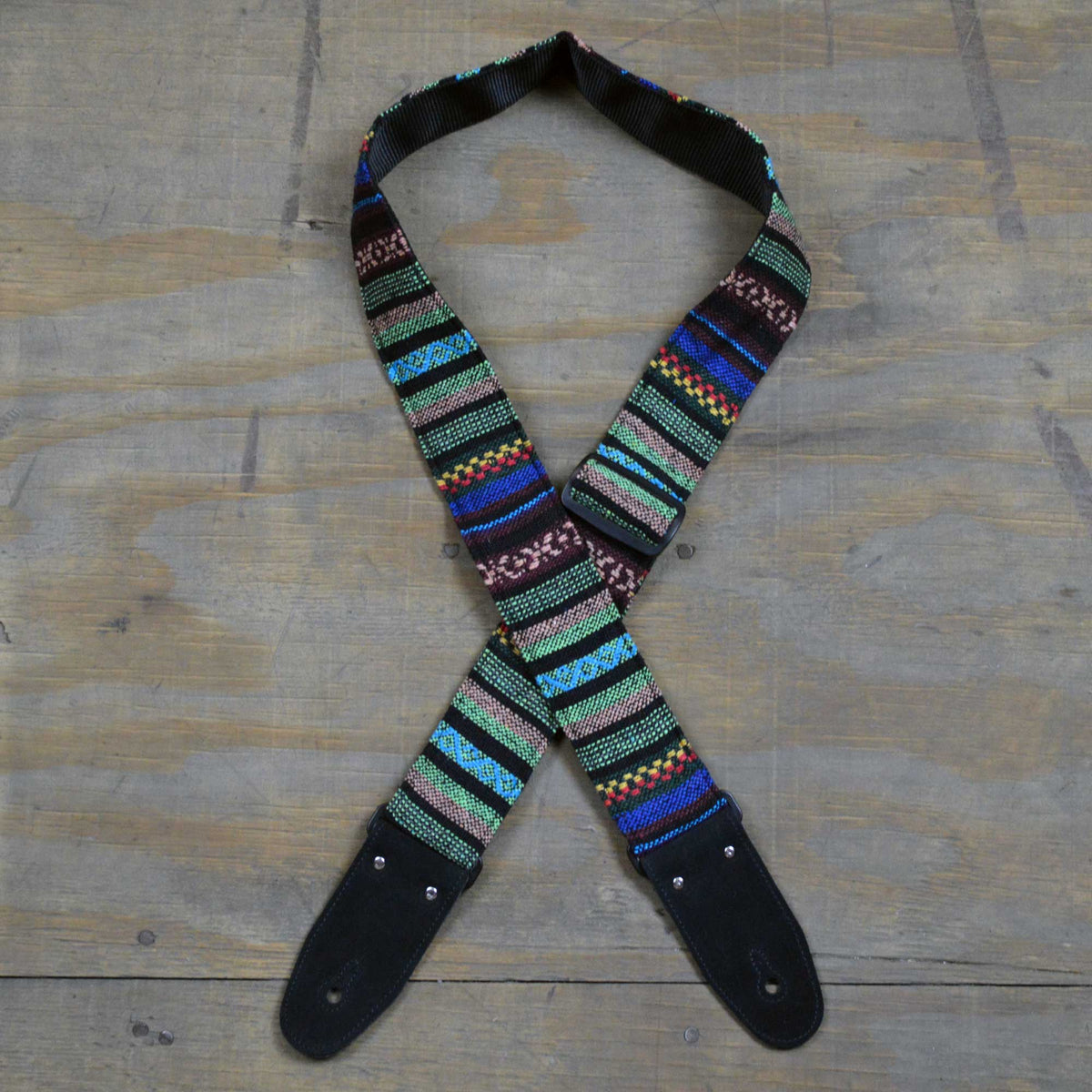 Colonial Leather Green Rasta Rag Guitar Strap