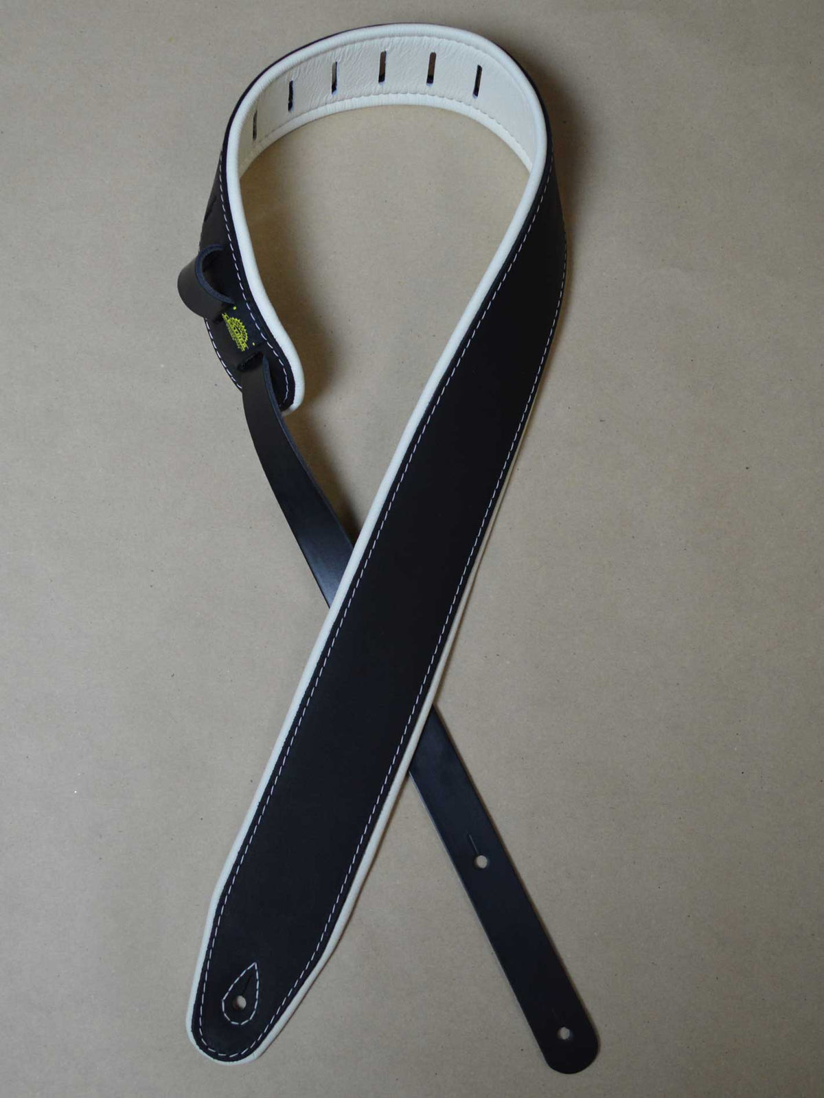 Colonial Leather 2.5″ Padded Upholstery Leather Guitar Strap - Black & White