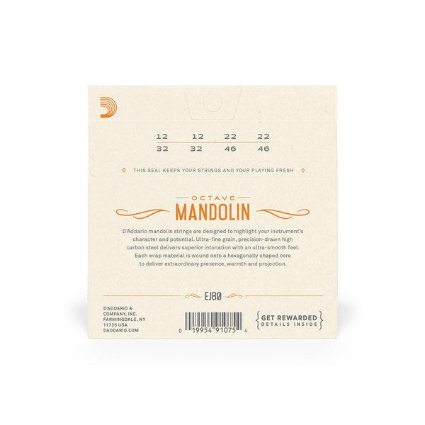 D'Addario EJ80 Phosphor Bronze Octave Mandolin Strings 12-46