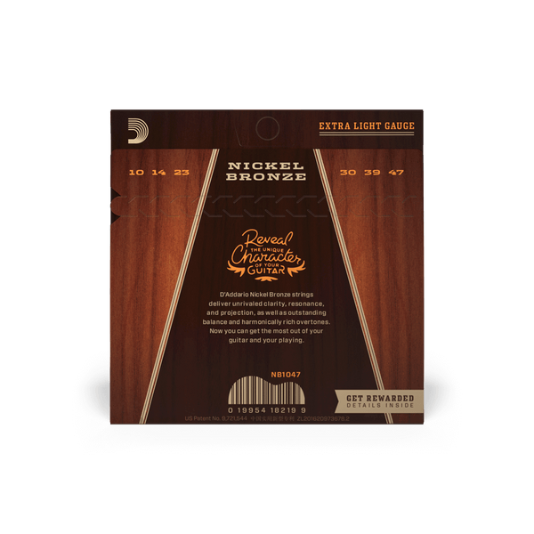 D'Addario Nickel Bronze Acoustic Guitar Strings 10-47