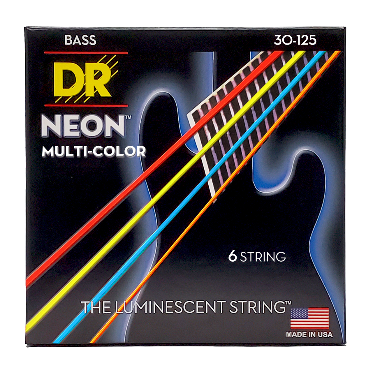 DR Neon Bass Strings - Multi-Colour 6 String - 30-125