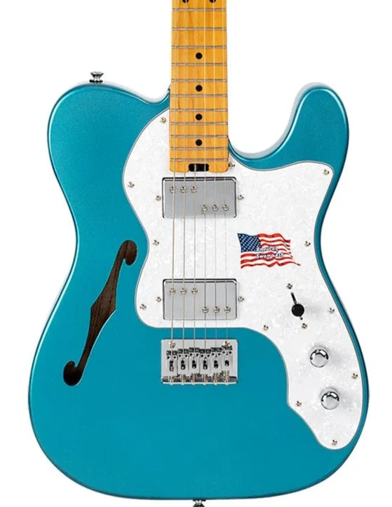 SX Thinline Semi-Hollow Electric Guitar - Lake Placid Blue