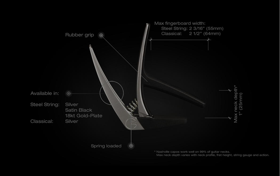 G7th Nashville Guitar Capo Steel String - Silver