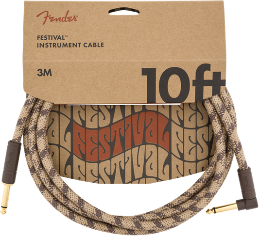 FENDER FESTIVAL HEMP INSTRUMENT CABLE - BROWN STRIPE 10ft