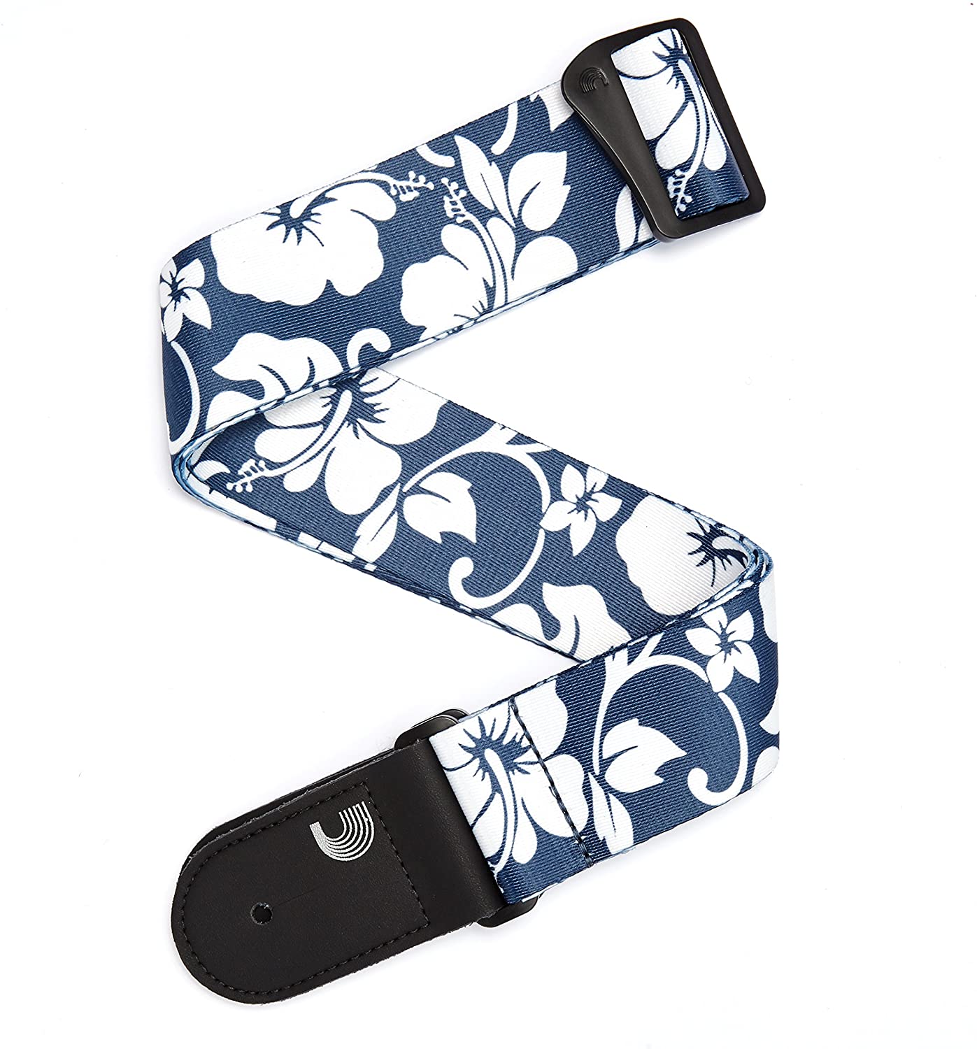 D'ADDARIO HIBISCUS GUITAR STRAP BLUE