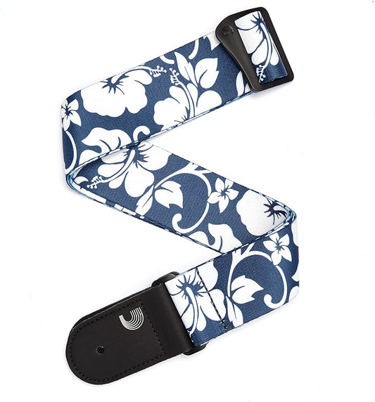 D'ADDARIO HIBISCUS GUITAR STRAP BLUE