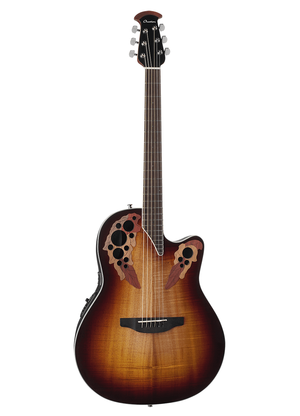 Ovation CE48P Celebrity Elite Exotic Super Shallow - Dark Burst Koa