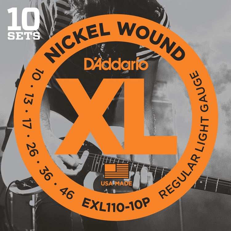 D'Addario Electric EXL110 10 Pack Nickel Wound 10-46 Regular Light