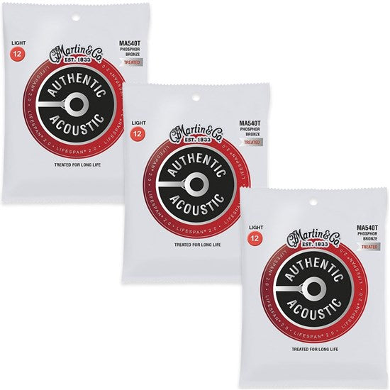 Martin & Co Lifespan Treated Phosphor Bronze Strings 12-54 - 3 Pack