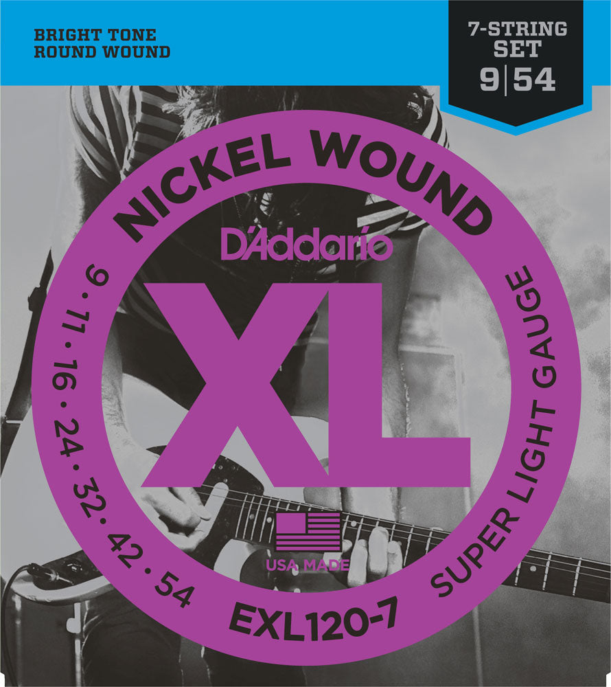 D'Addario Electric EXL120-7 Electric Nickel Wound - 9-54 7-String Super Light