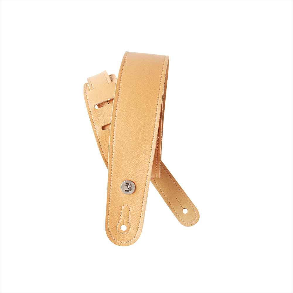 D'ADDARIO SLIM GARMENT LEATHER GUITAR STRAP - YELLOW