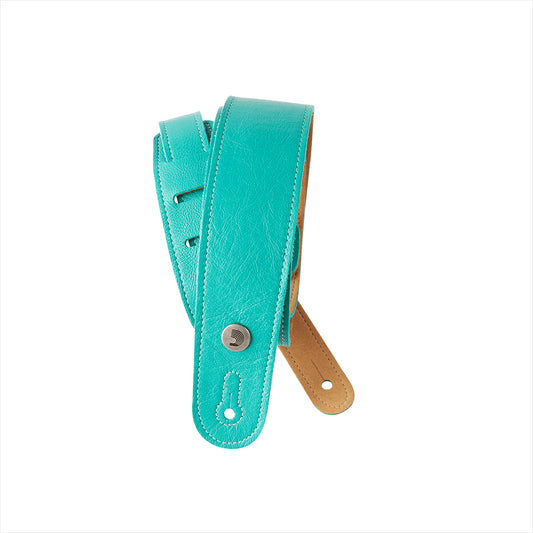 D'ADDARIO SLIM GARMENT LEATHER GUITAR STRAP - TEAL