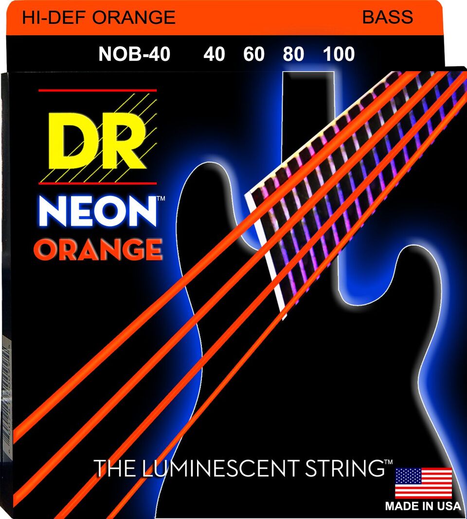 DR NEON BASS STRINGS - HI-DEF ORANGE - 45-105