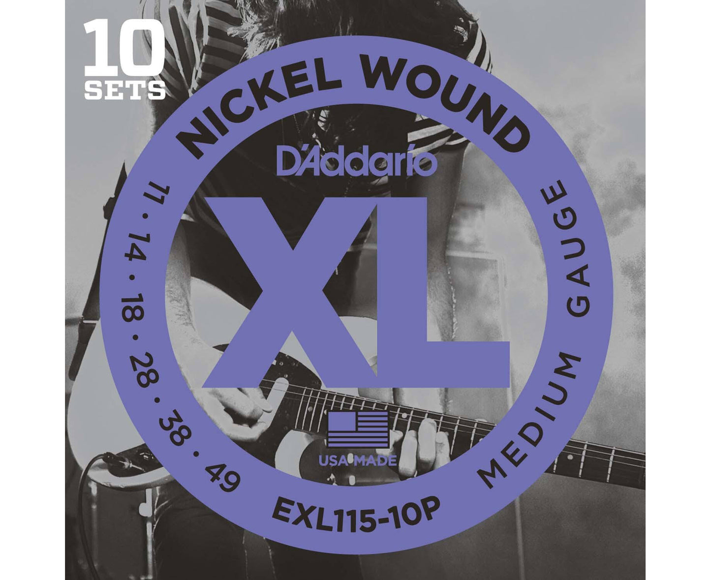 D'Addario Electric EXL115 10 Pack Nickel Wound 11-49 Medium