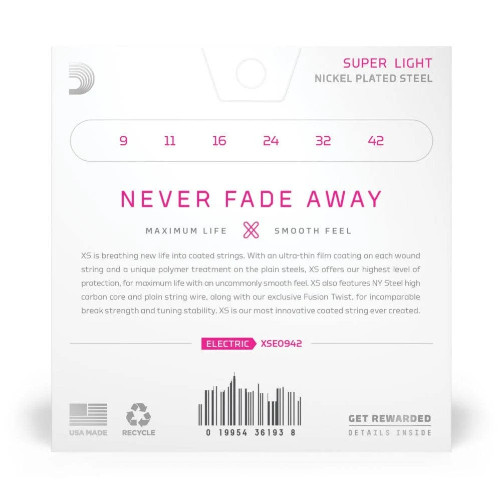 D'Addario XS Coated Electric Guitar Strings 9-42