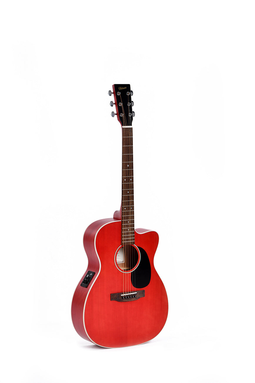 Ditson by Sigma 000C-10E Acoustic Guitar - Translucent Dark Red