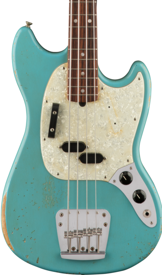 Fender JMJ Road Worn Mustang Bass -  Faded Daphne Blue