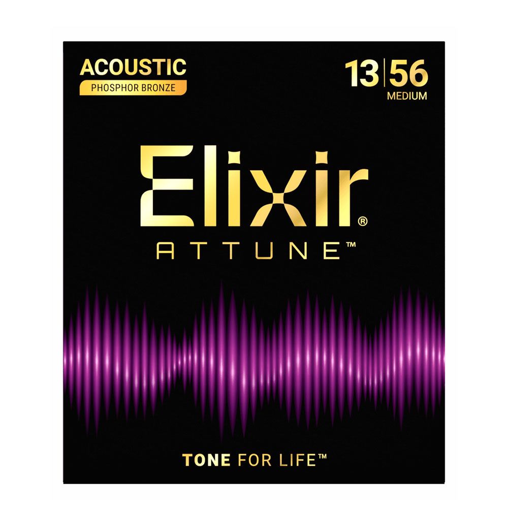 Elixir ATTUNE Phosphor Bronze Acoustic Guitar Strings - Medium - 13-56