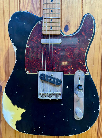 Xotic California Classic XTC-1 - Black Over Butterscotch - Super-Heavy Aged MN #3630