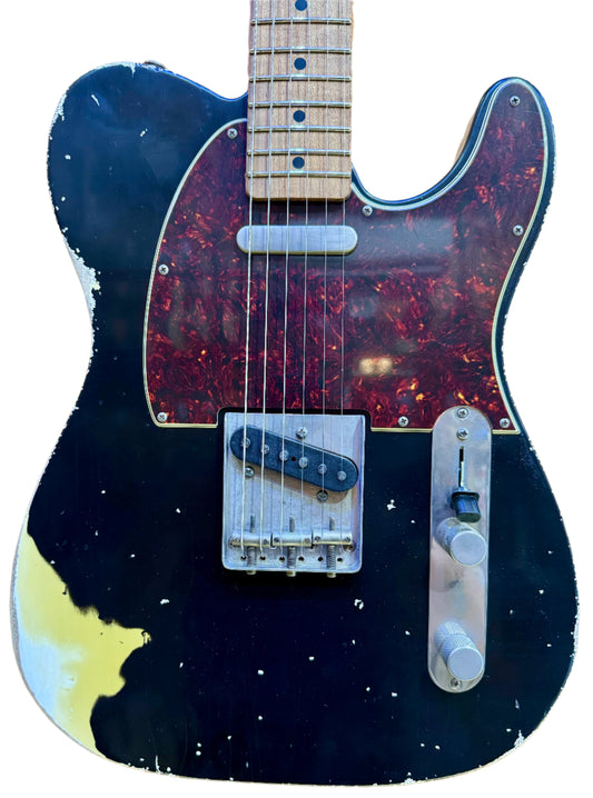 Xotic California Classic XTC-1 - Black Over Butterscotch - Super-Heavy Aged MN #3630