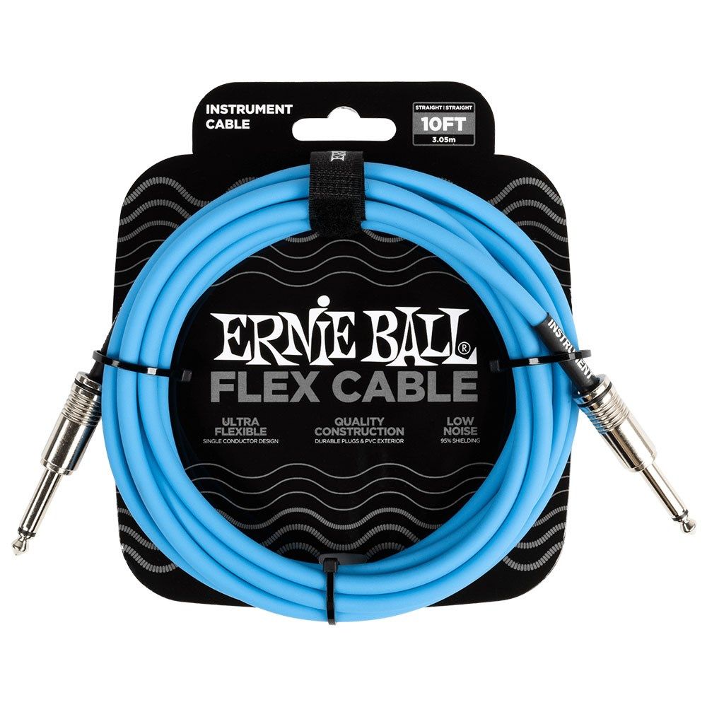 Ernie Ball 10' Flex Straight/ Angle Instrument Cable Blue