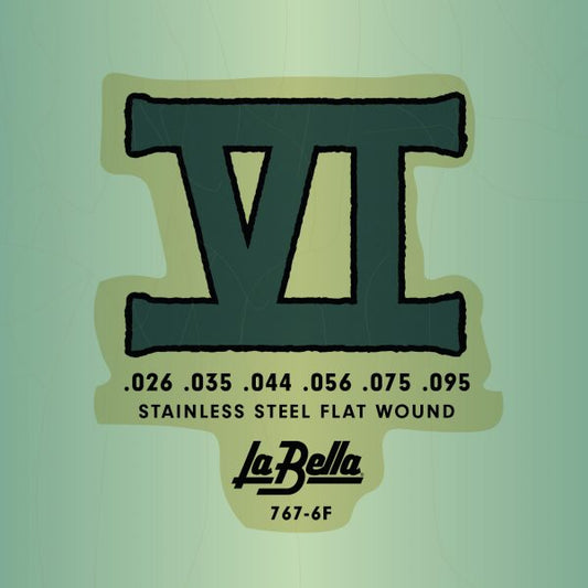 La Bella 767-6F Bass VI Strings - Stainless Flat Wound - 6-String - 26-95