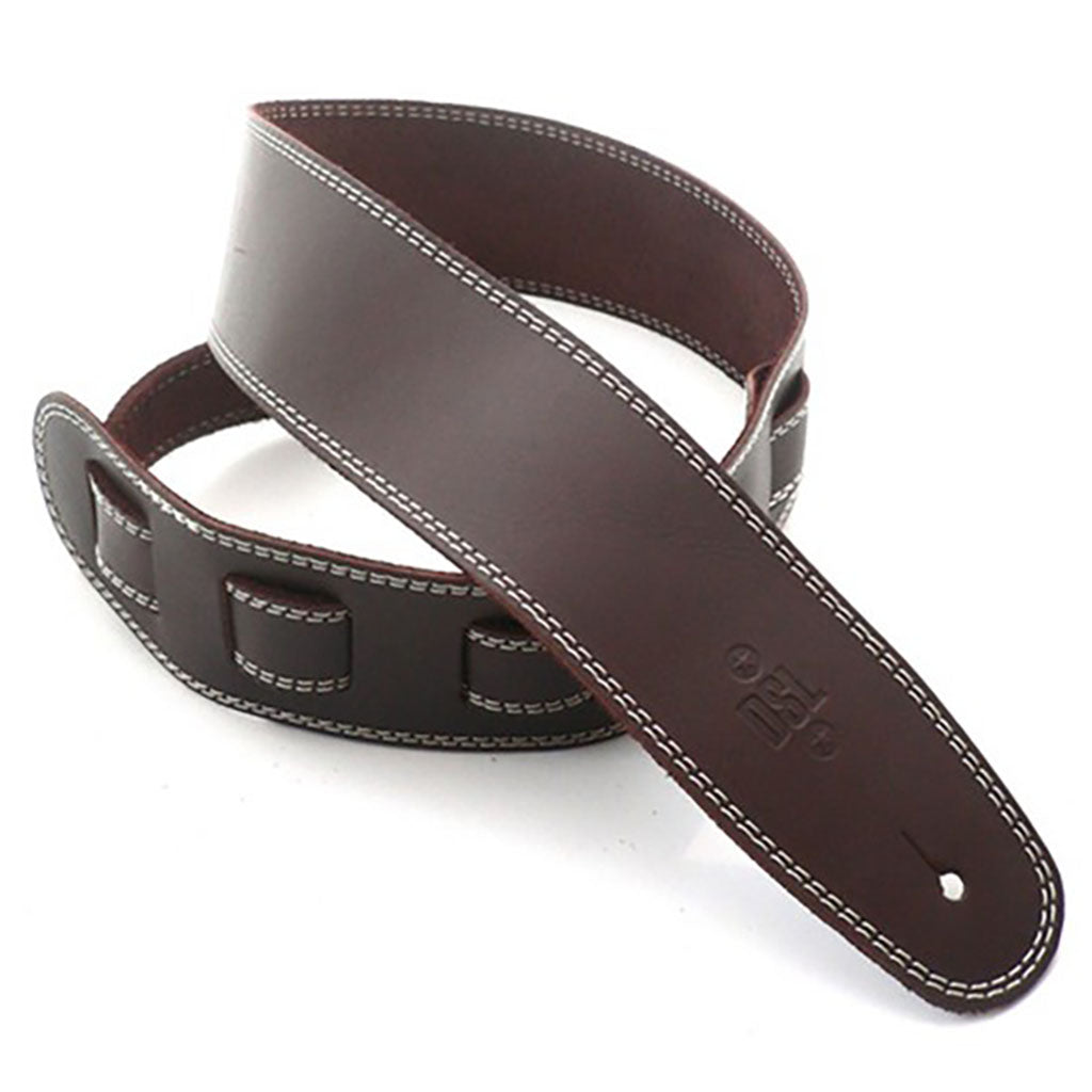 DSL SGE25-17-3 Strap 2.5" Single Ply - Brown ww/ Beige Stitch