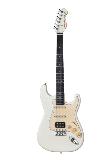 White electric guitar on a white background