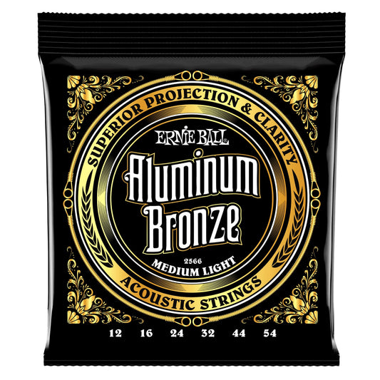 Ernie Ball Medium Light Aluminum Bronze Acoustic Guitar Strings 12-54