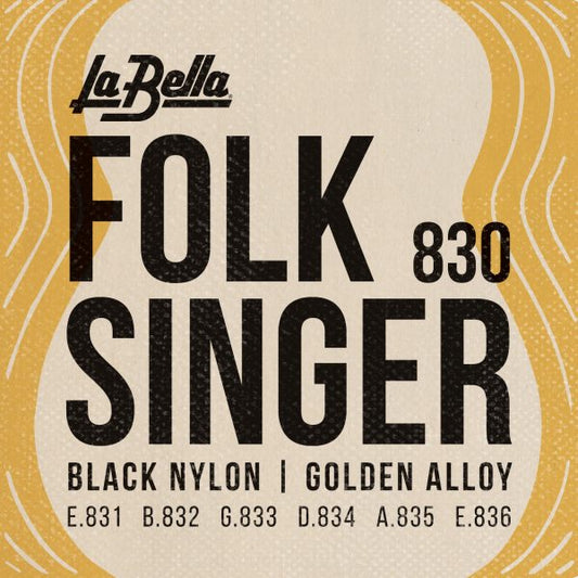 La Bella 830 Folk Singer Classical Strings- Black Nylon - Ball Ends