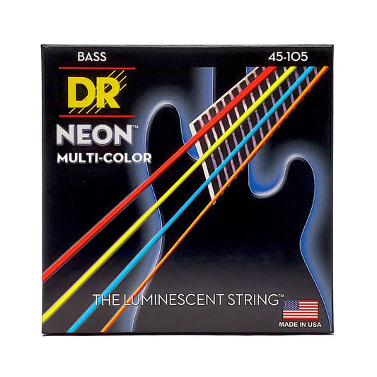 DR Neon Bass Strings - Hi-Def Multi-Colour - 45-105