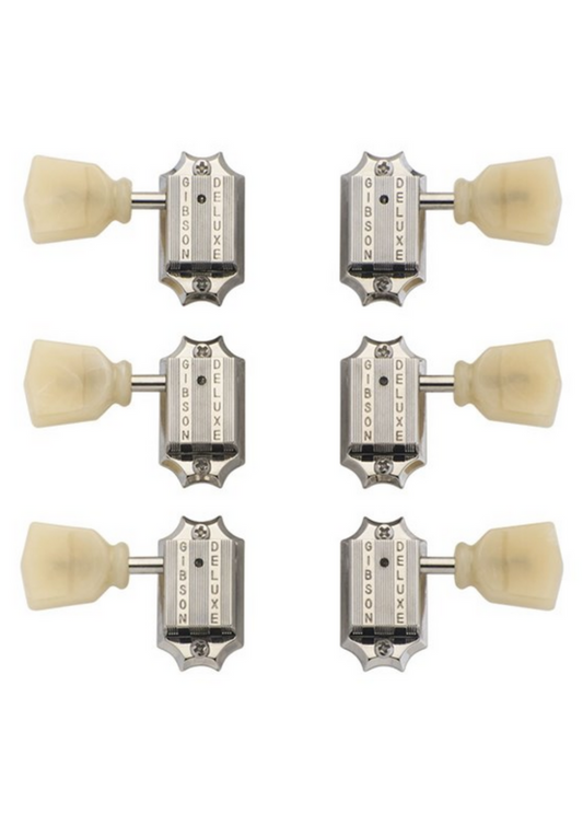 Gibson Deluxe Yellow Key Tuner Set - Nickel Finish